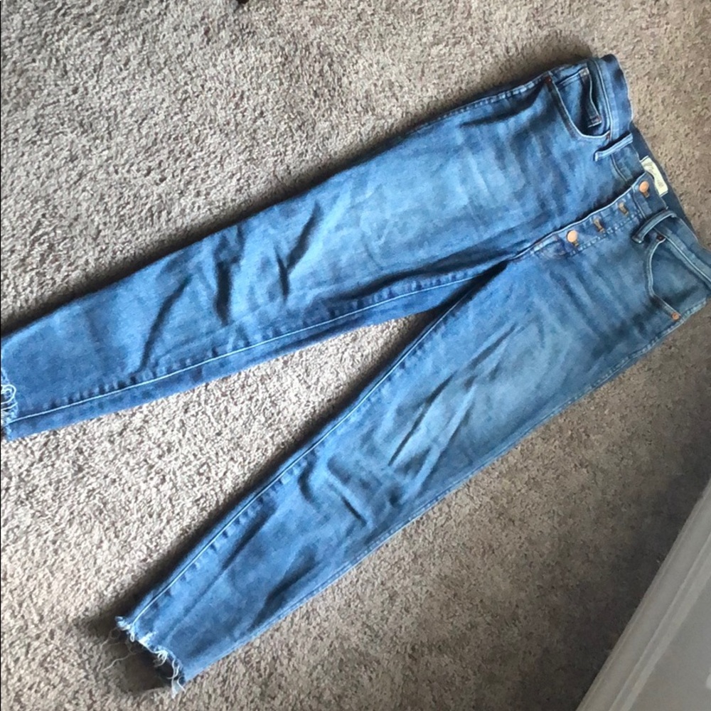 Made well skinny distressed hem jeans